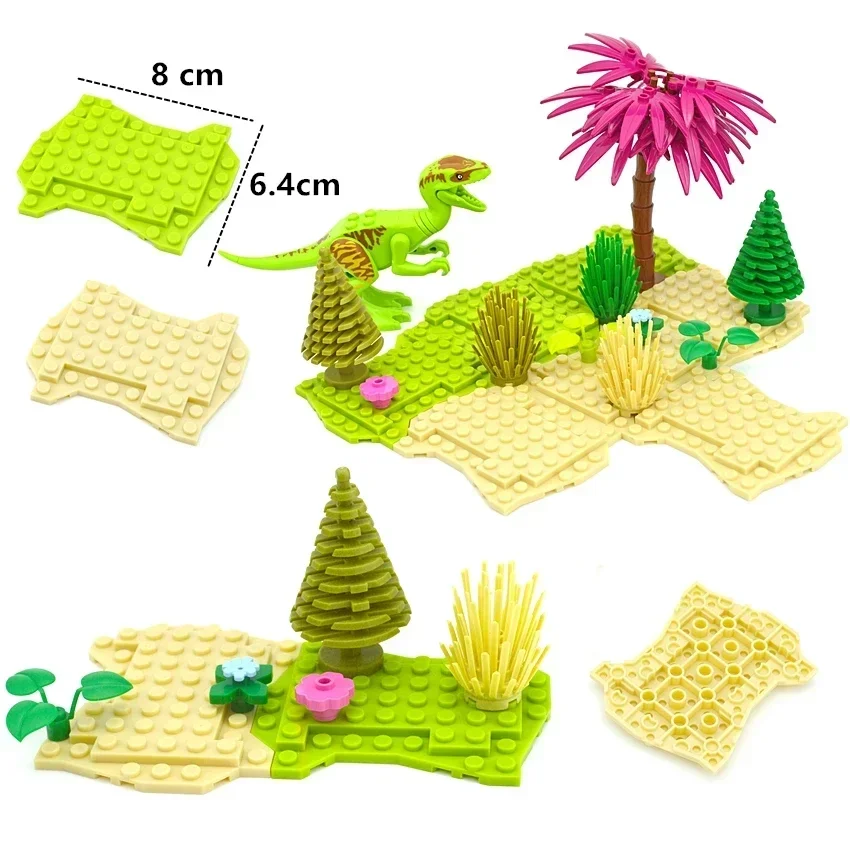 4 Stück Moc Teil unregelmäßige Grundplatte Doppelseiten Multi-Terrain-Pflanze Grundplatten Ziegel Bausteine Montage Spielzeug Grundplatten