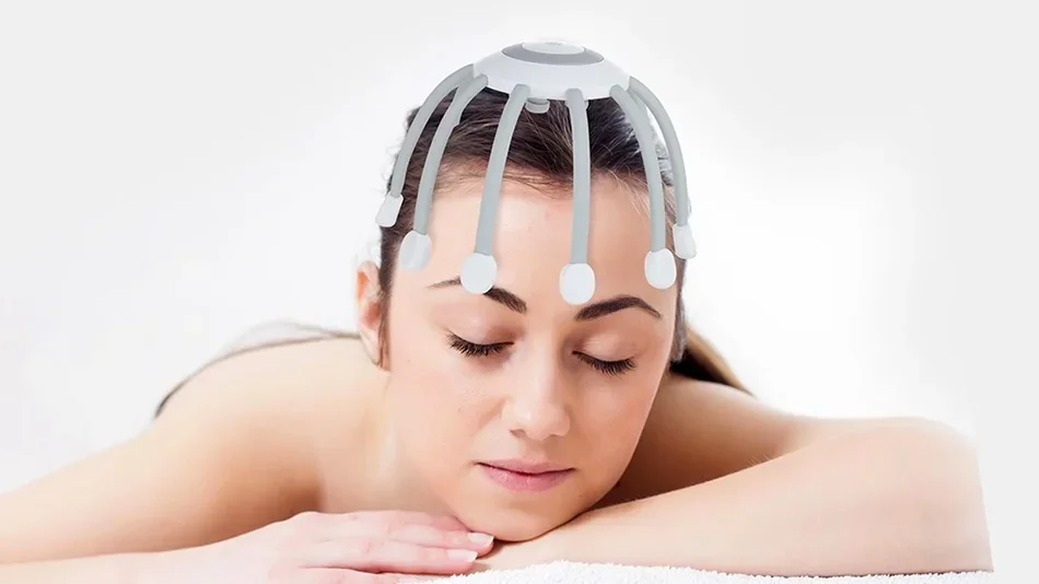 Thông Minh Cầm Tay Giá Rẻ Bạch Tuộc Thiết Kế Không Dây Sạc TMS 3D Đầu Massage Thư Giãn Điện Da Đầu Máy Mát Xa Đầu