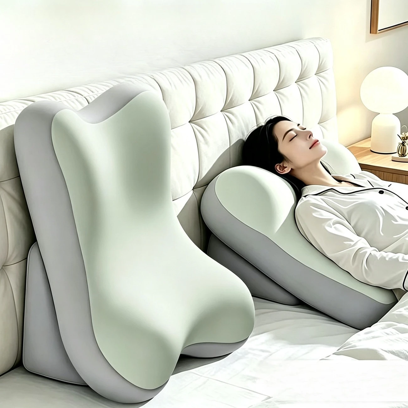 Adjustable slope cushion, memory foam lumbar support pillow, multi-functional waist support