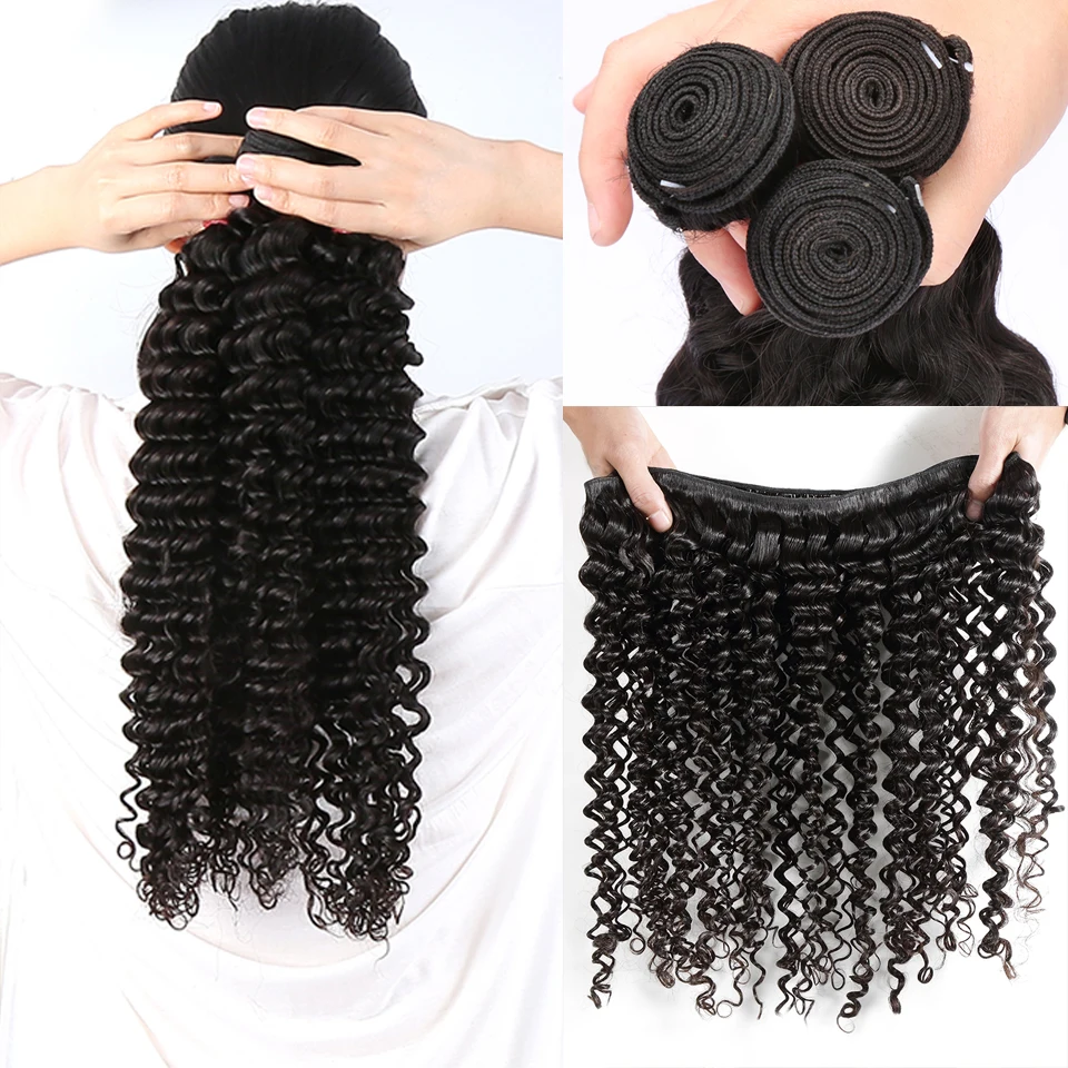 Deep Wave Bundles Human Hair Bundles Hair Extensions For Women Brazilian Hair Weave 1/3/4 Bundles Human Hair