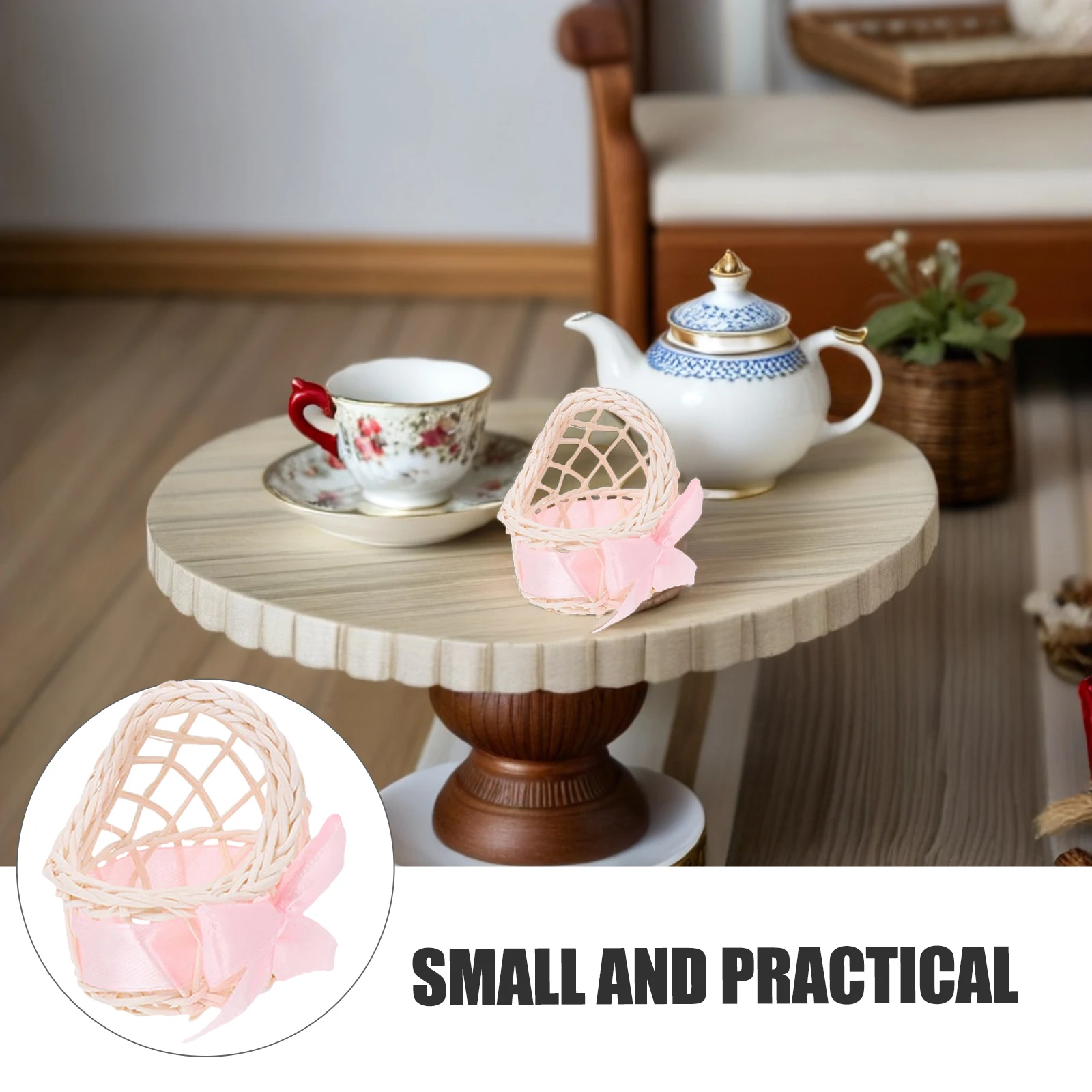 

6 Pcs Decorative Flower Basket Shop Decoration Miniature Baskets Decorate Desktop Ornament House Rattan Dollhouse Supplies