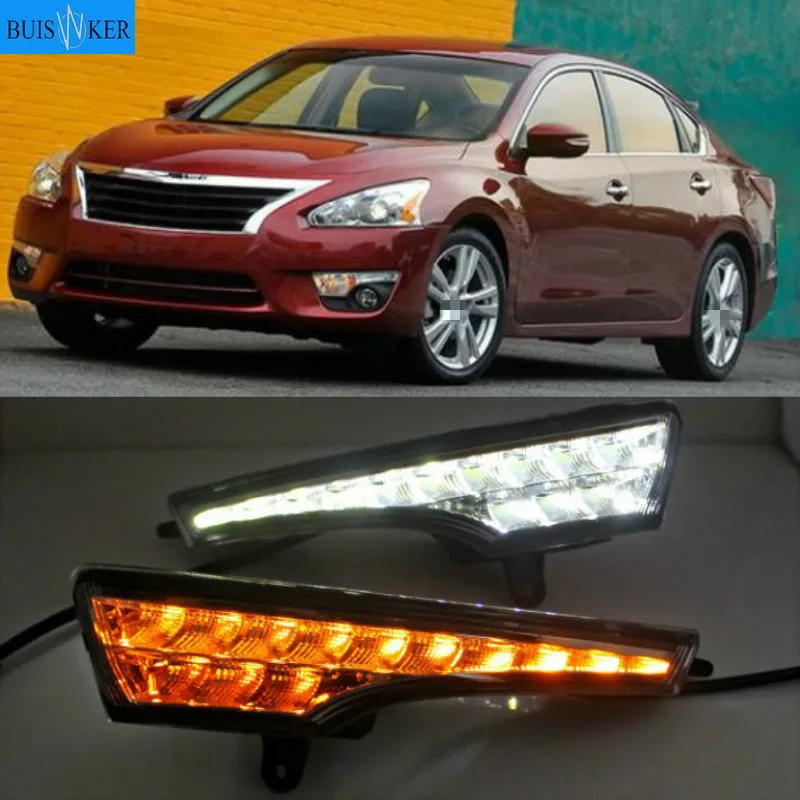 

LED Drl for Nissan Altima Teana 2013-2016 Daytime Running Light Front Bumper Driving Fog Lamp Daylight Headlight Turn Blink