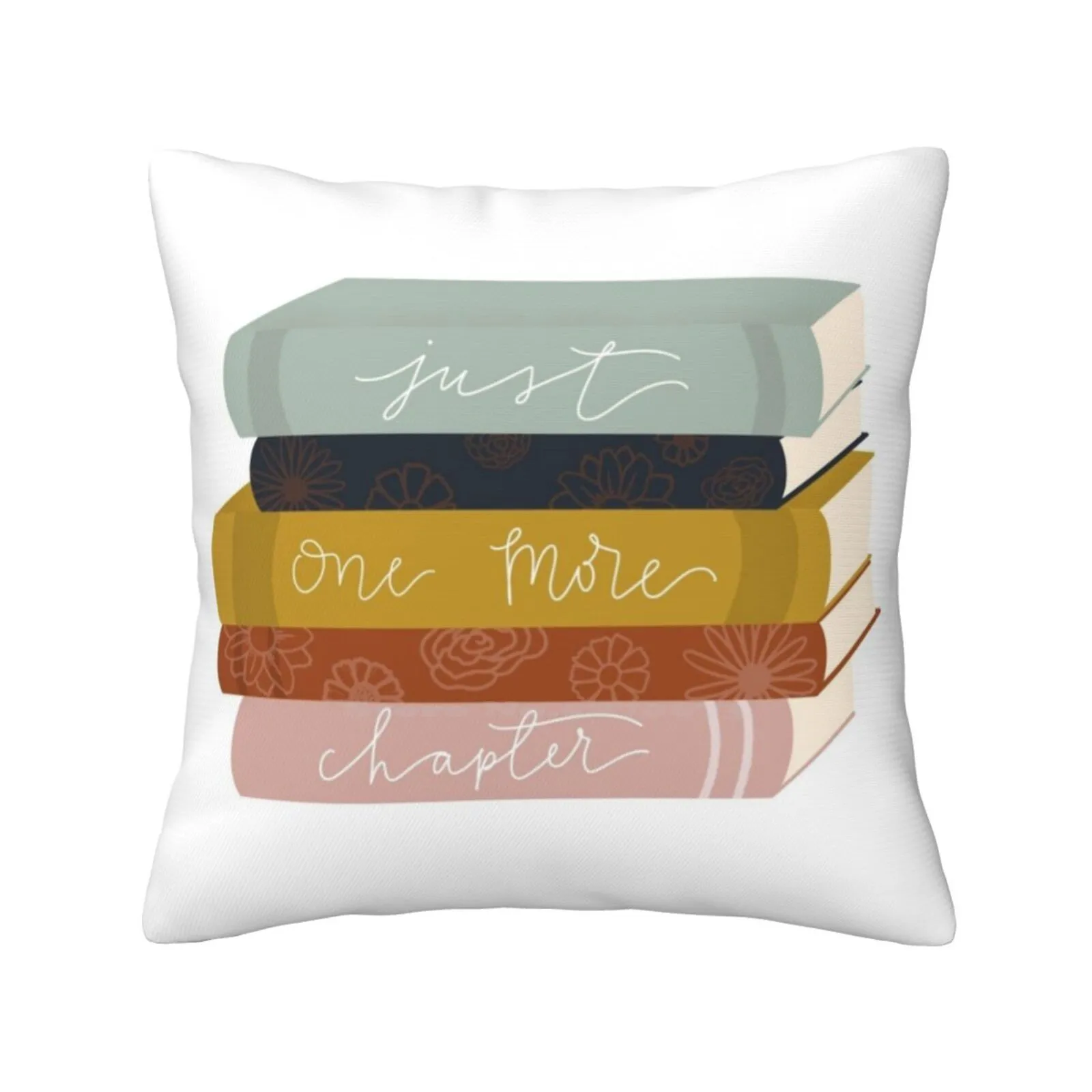 Just One More Chapter Funny Cute Decor Square Pillowcase Just One More Chapter Reading Book Nerd Reader Stack Of Books Book