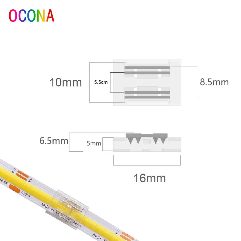 3pcs/Lot Fast Connector for CCT COB LED Strips Lights 10mm No Soldering Needed Solder Free Joint Easy Connecting