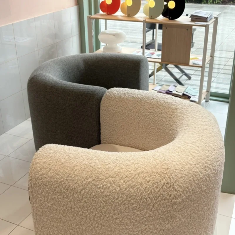 Cream wind lamb wool Internet celebrity single leisure sofa Nordic simple living room cafe beauty salon lazy sofa