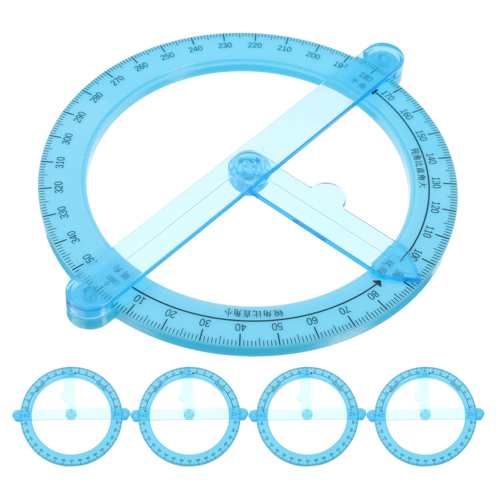

5 Pcs Circular Protractor 360 Degree Swing Arm Precision Measuring Tool for Students Engineers Math Teaching Tools Lightweight