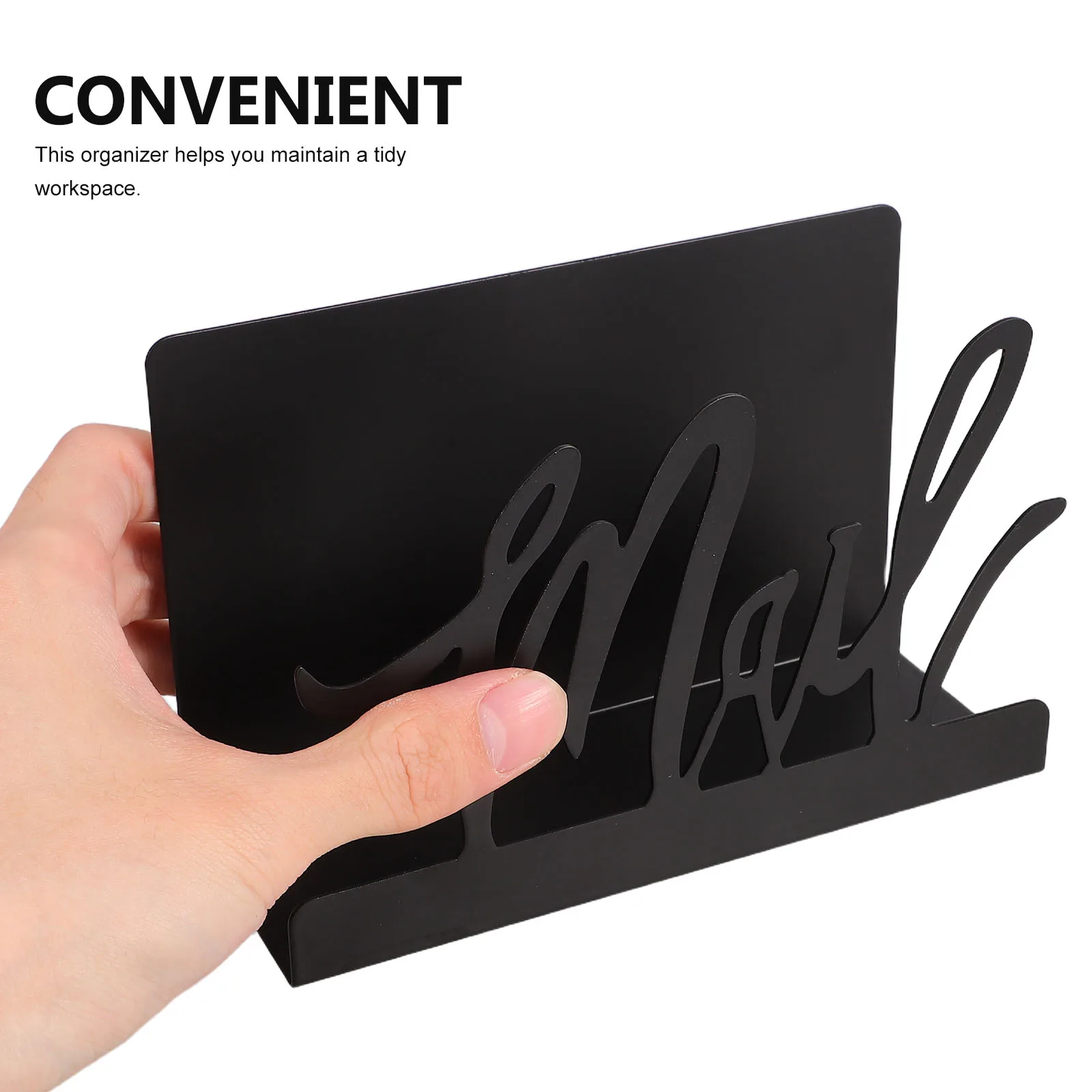 Sturdy Black Metal Mail Organizer For Desk Office File Stand Document Holder Desktop Rack Vintage Style Envelope Business Card