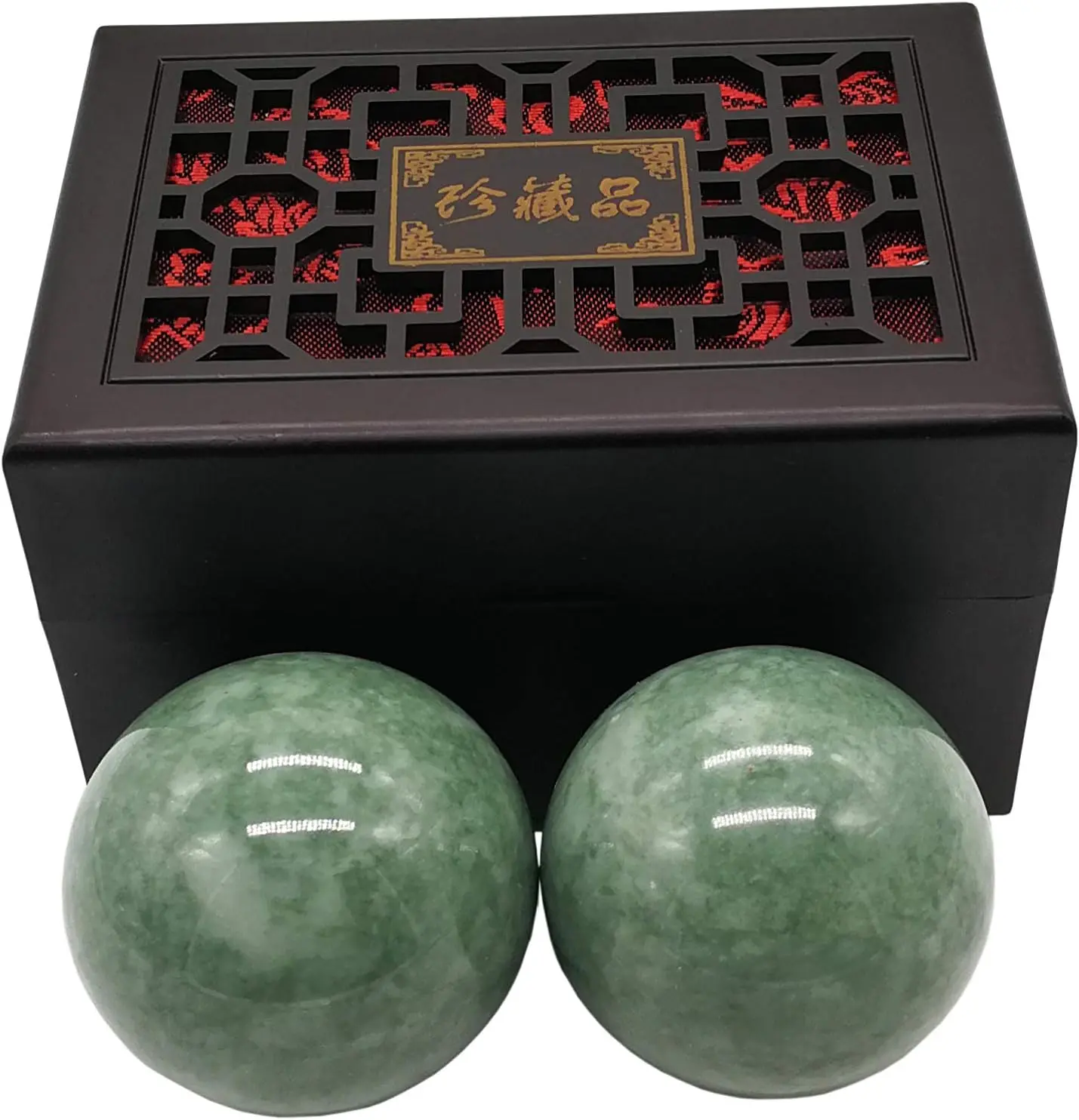 

2" Greenish Stone Baoding Balls, Hand Exercise Tool for Relaxation & Coordination