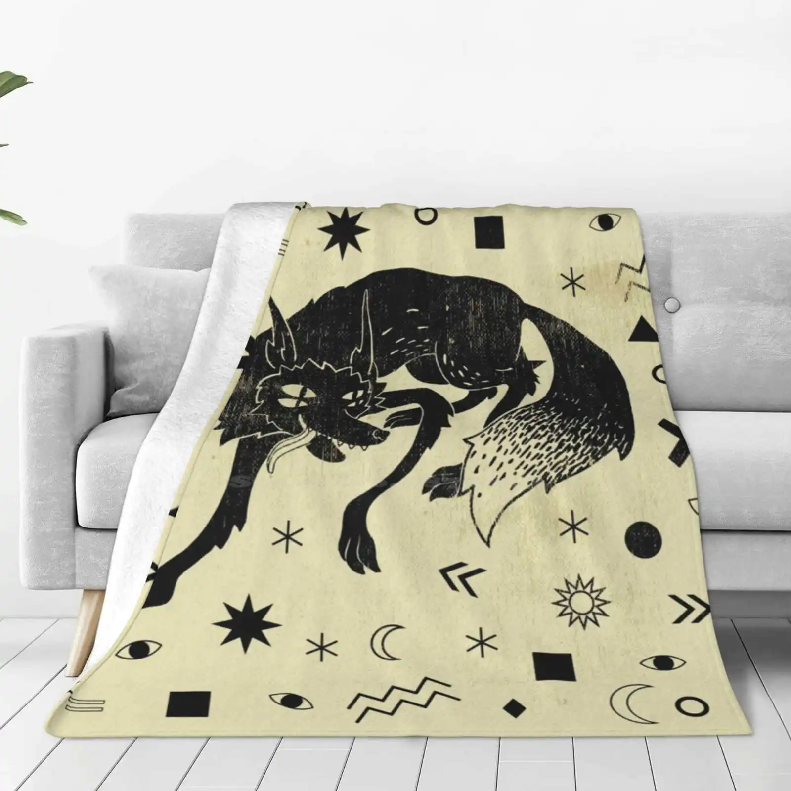 Wolf Latest Super Soft Warm Light Thin Blanket Wolf Black Monster Magic Fox Eyes