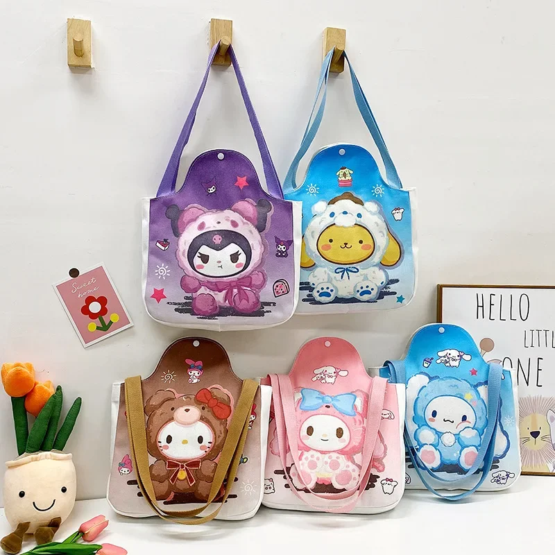 Sanrio-Bolso de un solo hombro de Hello Kitty para niños, bandolera ligera de dibujos animados, a la moda, portátil