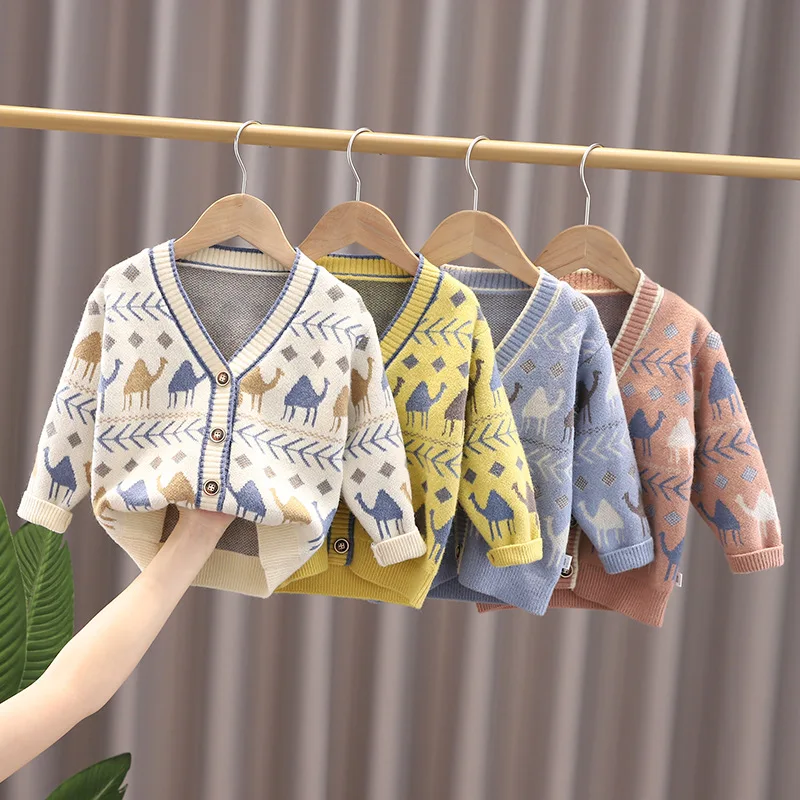 Autumn Winter Kids Sweater Coats New Casual 1-5Yrs Baby Clothing Warm Boys Child Outwear Knitted Cardigan Sweater For Girls  125