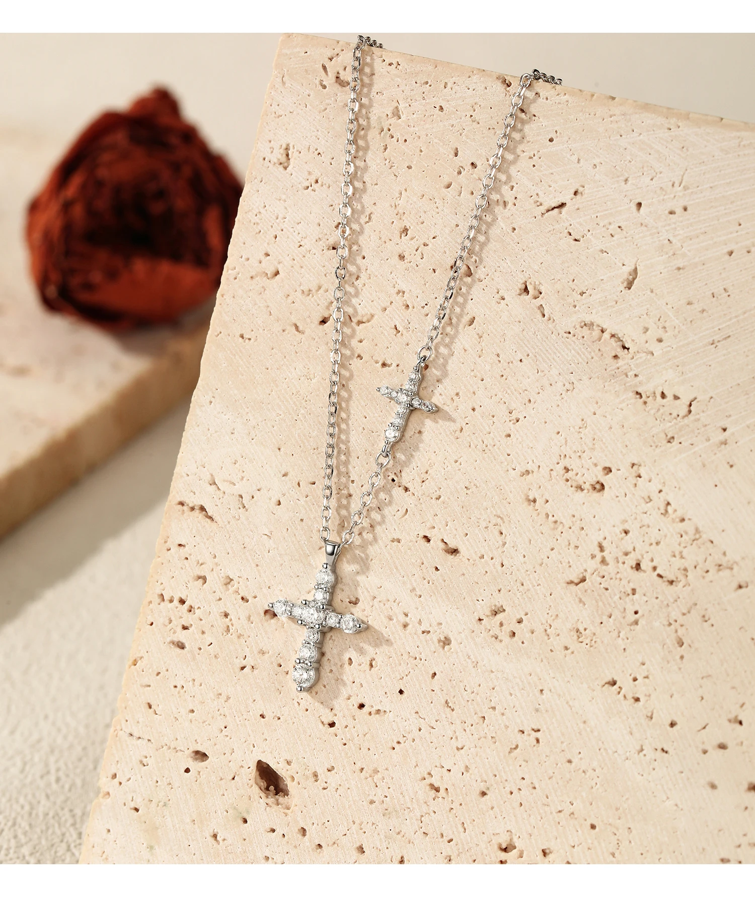 MODIAN Lab Diamond Moissanite Double Layer Stars Necklace 925 Sterling Silver Twist Line Pendant Necklace For Women Fine Jewelry
