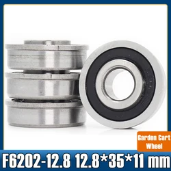 F6202 F6202RS Bearing F6202-12.8-2RS 12.8*35*11 mm ( 4 PCS ) Flange Ball Bearings F6202-RS Garden Cart Wheel Bearing