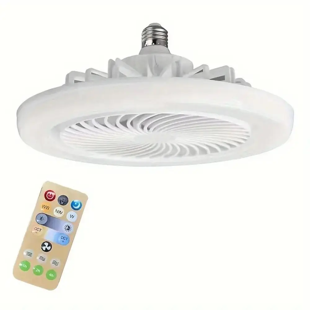 

Adjustable E27 Fan Light 360-Degree Rotation Dimmable E27 Fan Lamp E27 Spiral Lamp Holder ABS Led Ceiling Fan with Light Bedroom