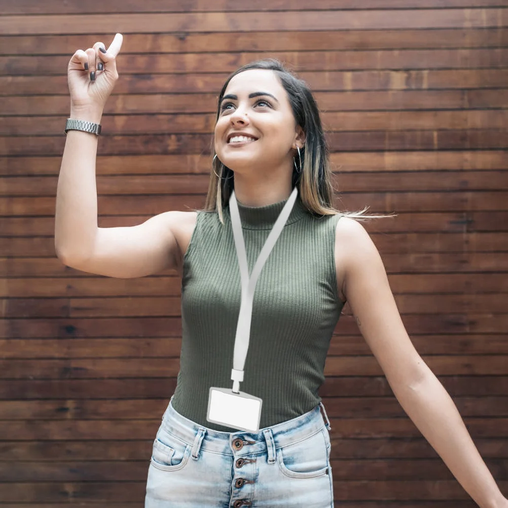 

2Set Aluminium Alloy Card Holder Office Employee Id Protection Lanyard Secure Badge Staff Identification Accessory