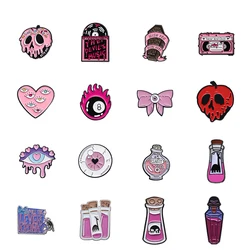 Cute Pink Magic Potion Eyeball Metal Enamel Brooch Cartoon Llama Potion Tape Memory Card Badge Pin Sweet Trendy Jewelry