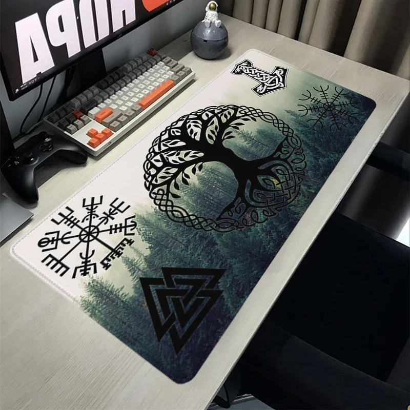 

Mousepad Viking Vegvisir Shield Mouse Pad XL Pc Gamer Cabinet Rubber Carpets Office Computer Desk Mat Locking Edge Keyboard Mats