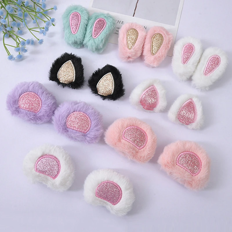 2pcs Cartoon cotton filled rabbit ear doll DIY hair clip headband decoration animal ear headband clothing accessories plush