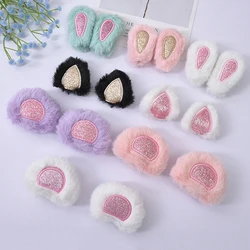 2pcs Cartoon cotton filled rabbit ear doll DIY hair clip headband decoration animal ear headband clothing accessories plush