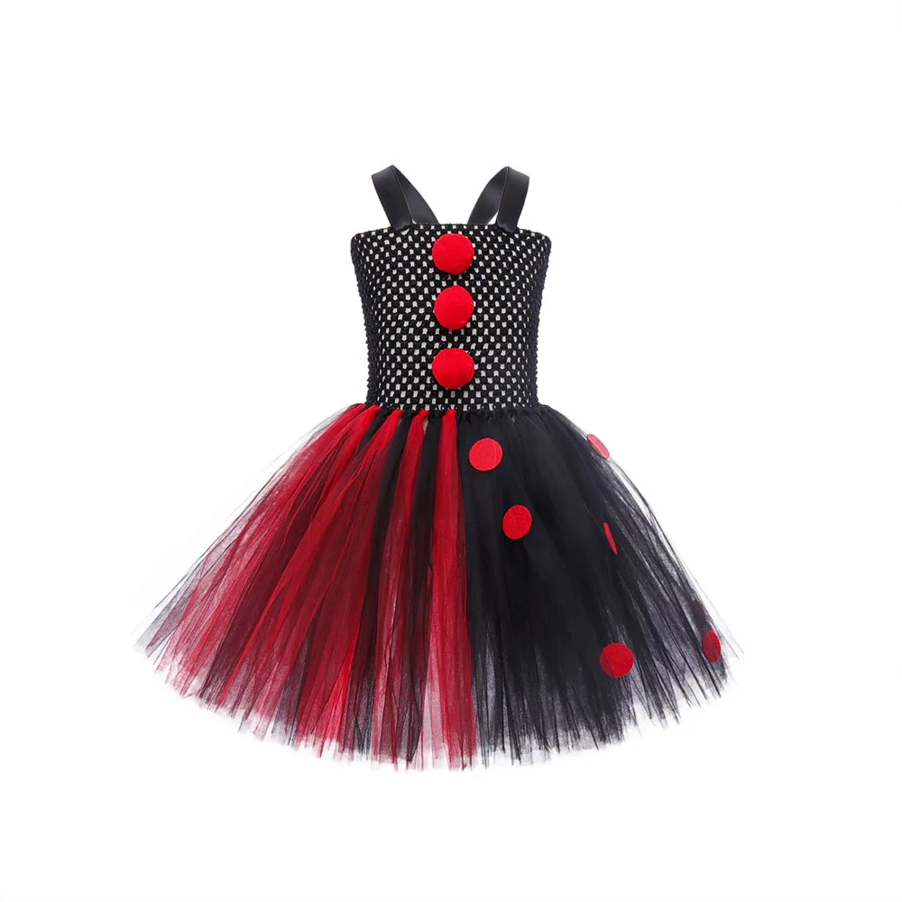 子供のためのハロウィーンのチュチュドレス,ピエロの復活,赤いヘアボール,ロールプレイング,パフ,ハロウィーン