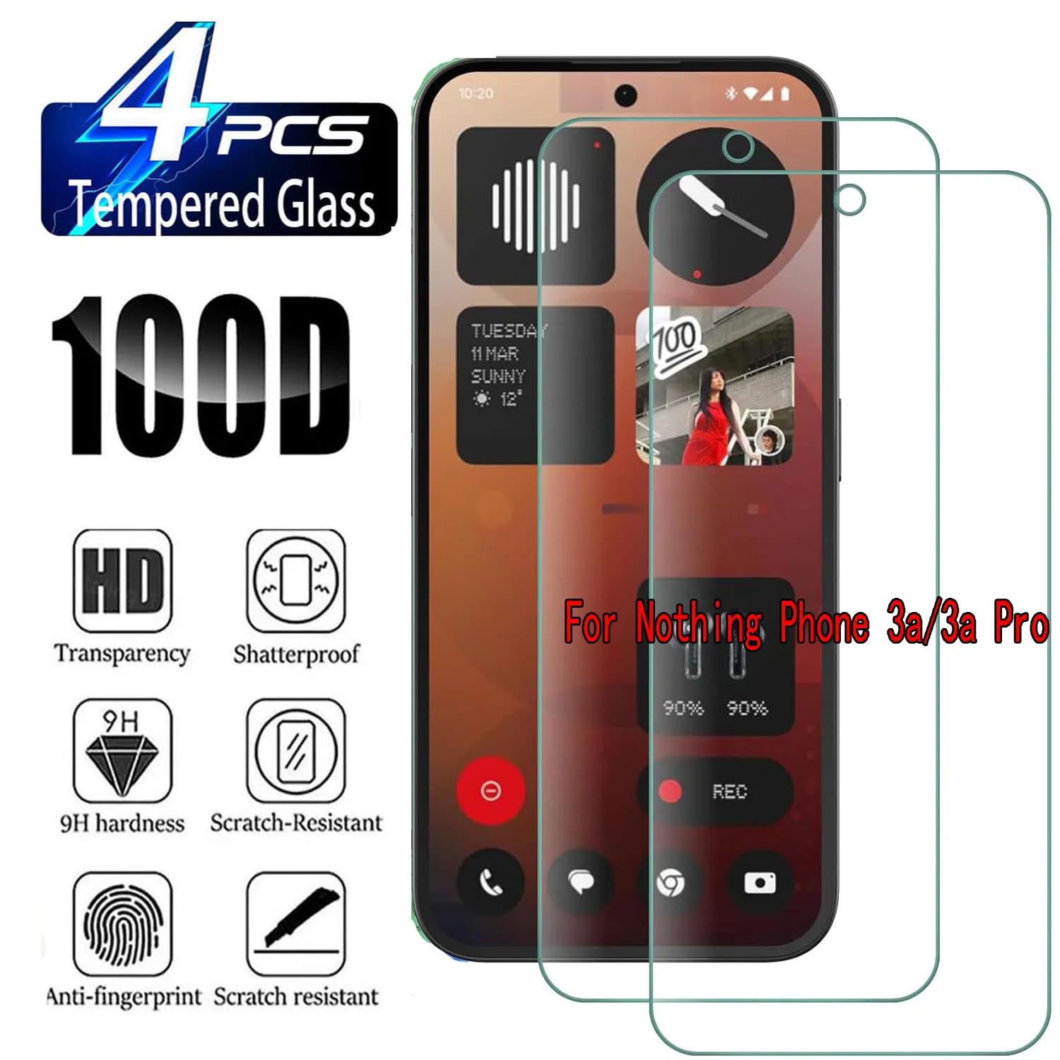 

2/4Pcs HD Screen Protector for Nothing Phone (3a) / (3a) pro 9H Tempered Glass Full Cover Anti-Shatter for Mobile Phone