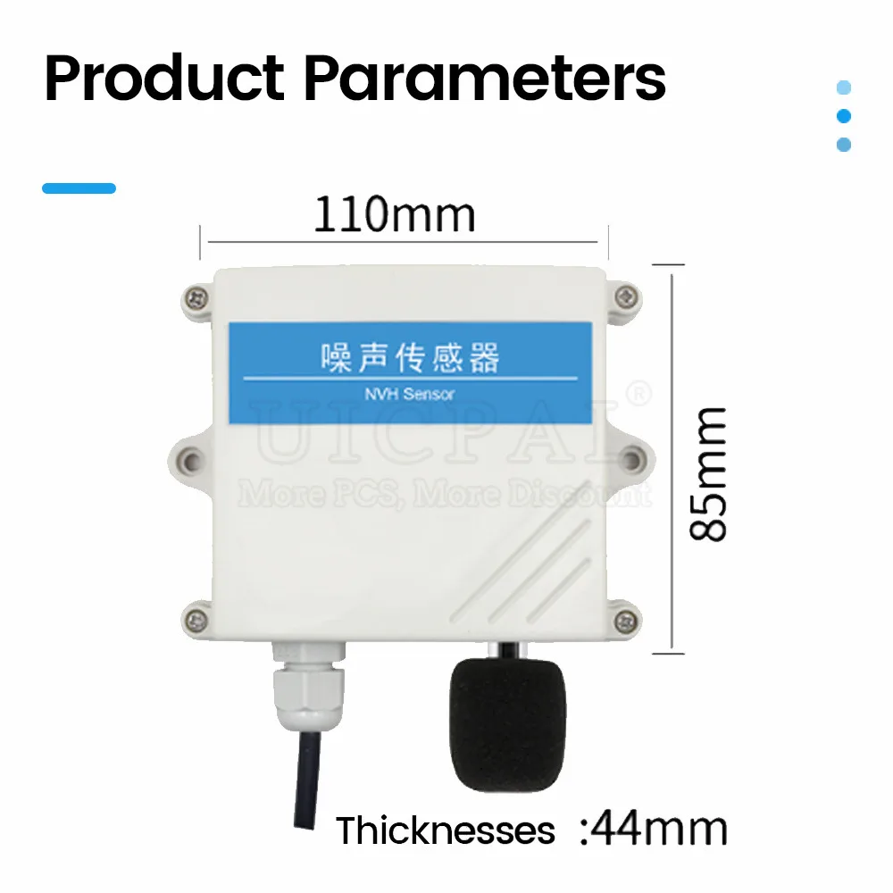 Imagem -03 - Módulo de Sensor de Ruído Embarcada Medidor de Decibel Alta Precisão Detecção de Som Ttl Transmissor Saída Rs485 05v 010v 420ma