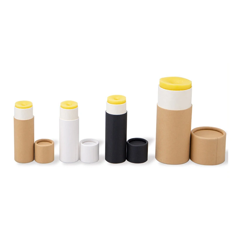 5Pcs/lot Kraft Paper Push Up Tubes Biodegradable Cardboard Cosmetic Cylindrical Packaging Lip Balm Deodorant Container