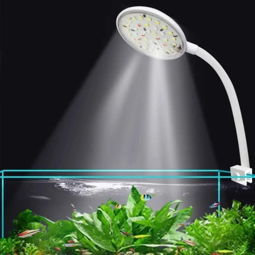 Mini lampe à pince pour Aquarium, Rotation à 360 degrés, économie d'énergie, lumière LED pour Aquarium, 5/7W, anti-éclaboussures, lumière pour plantes d'aquarium