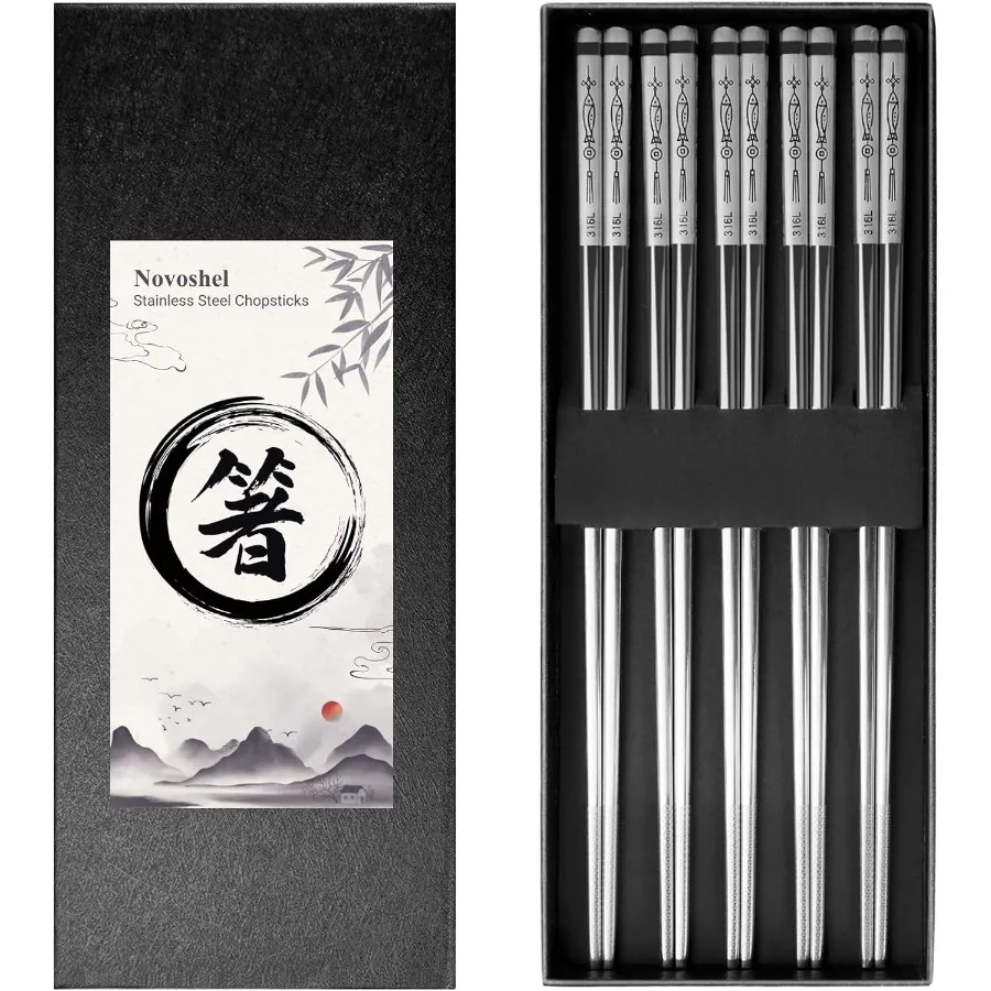 

Палочки для еды из нержавеющей стали 316L UNS S31600 Металлические многоразовые чипсы Зеркальная полировка Гладкие края Лазерная гравировка Нескользящие Everla