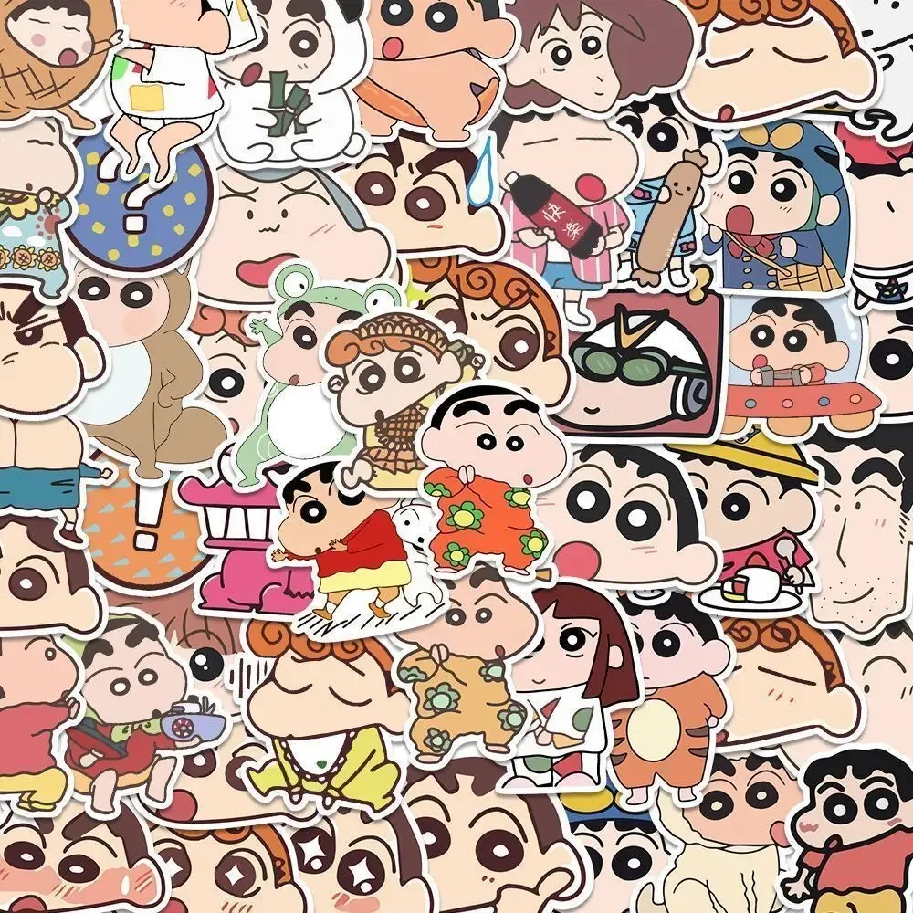 100pcs Crayon Shin-chan Sticker Pack Waterproof Stickers Cute Anime Stickers Laptop Skin Kawaii Anime Sticker Kids Toys