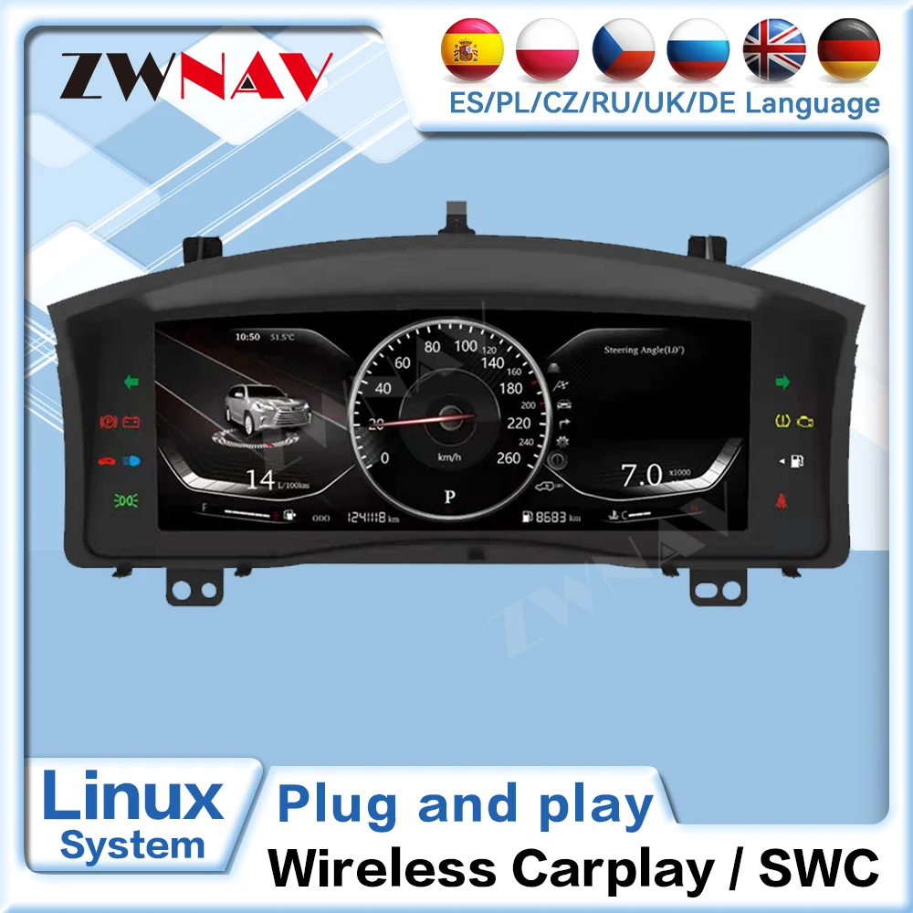 

12.3 Inch digital Dashboard Cluster For Lexus LX570 2007--2015 Variant virtual Instrument Panel Cockpit Speedometer Dashboard