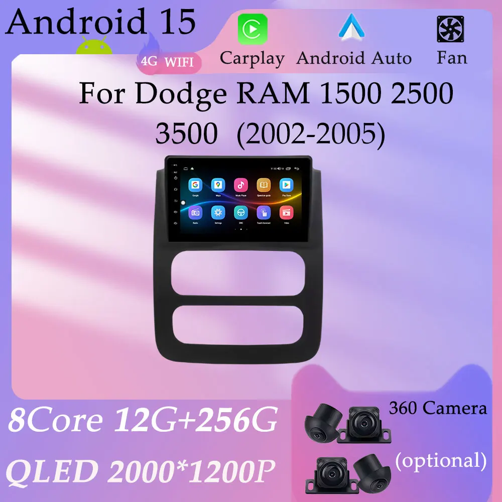 CarPlay Android for Dodge RAM 1500 2500 3500 2002 - 2005 DSP Stereo HD Screen Car Radio Video Audio Multimedia Player GPS Navi