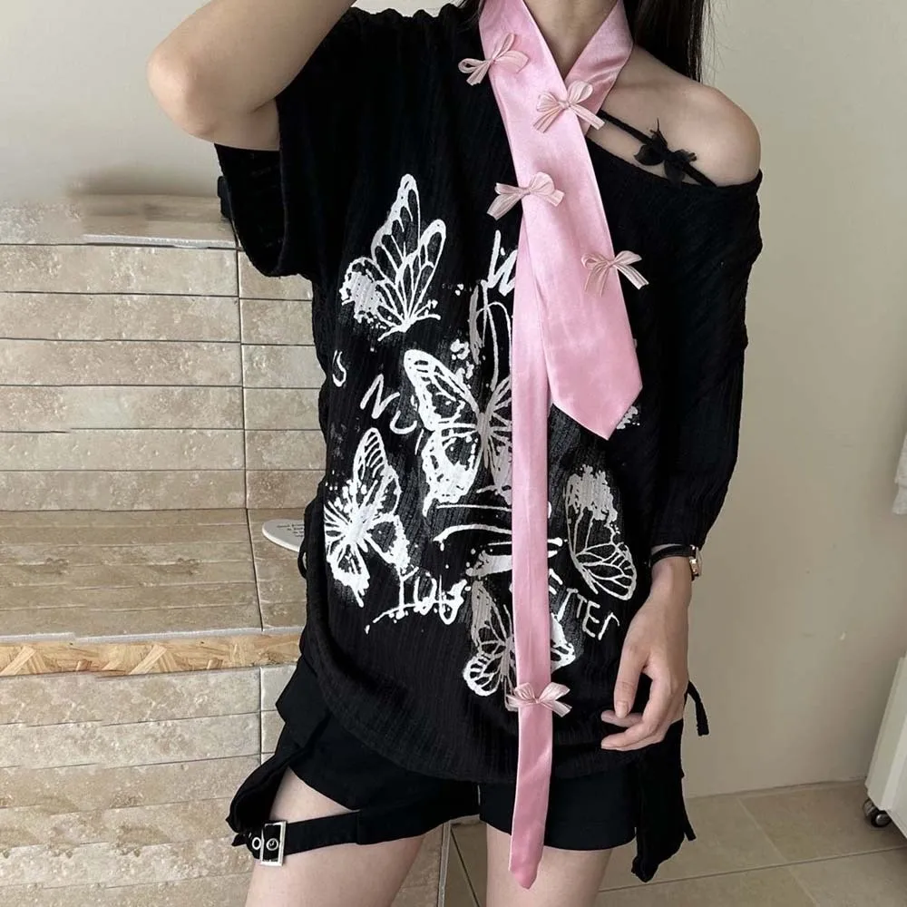 أنيقة متعددة الاستخدام الشريط ربطة القوس فيونكة الدانتيل رقيقة الديكور حزام الخصر السلس بلون ضيق وشاح طويل الطلاب