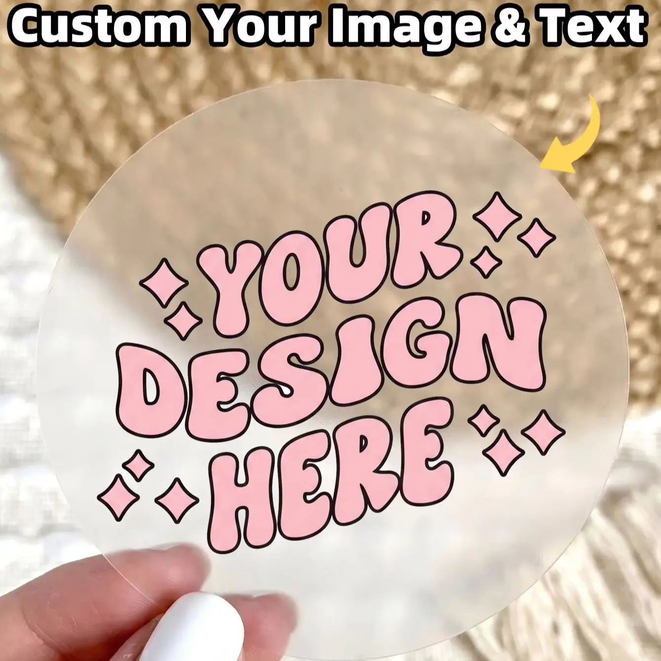 1/50/100Pcs Round Custom Stickers, Personalized Text Image Labels for Cabinet Labeling, Drawer Tags & Package Accents