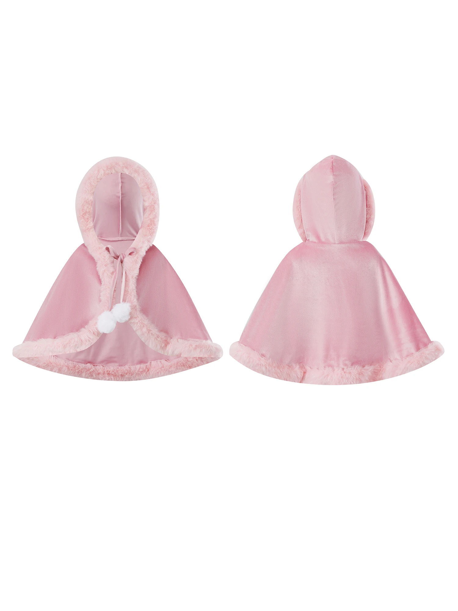 

Girls Christmas Velvet Hooded Cape with Faux Fur Trim for Festive Cosplay and Holiday Events - Deluxe Santa Cloak