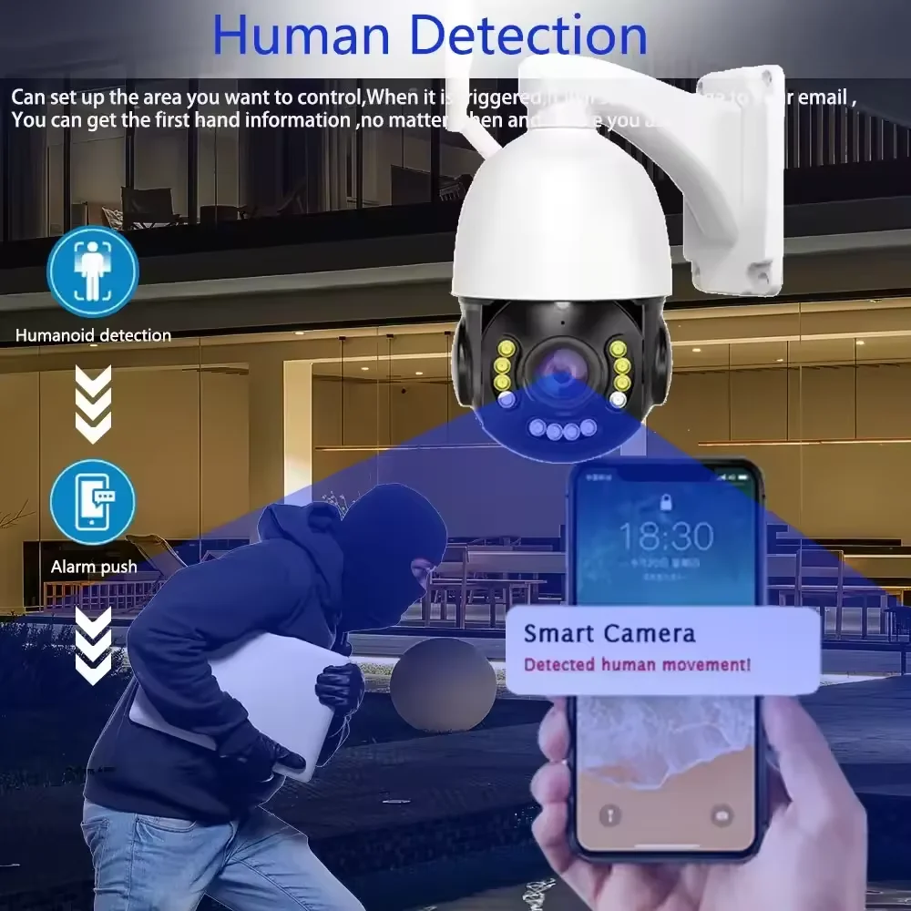 10CH 8MP WiFi POE PTZ Security Camera System 38x Zoom Color Night Vision CCTV Video Surveillance System Kit