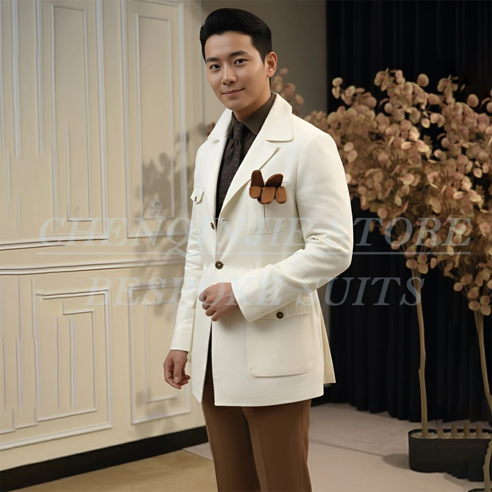 

Элитные мужские костюмы класса люкс с задним разрезом, однобортные, на заказ, стандартный крой, смарт-кэжуал, для офиса, комплект из 2 предметов: пиджак и брюки, 2026