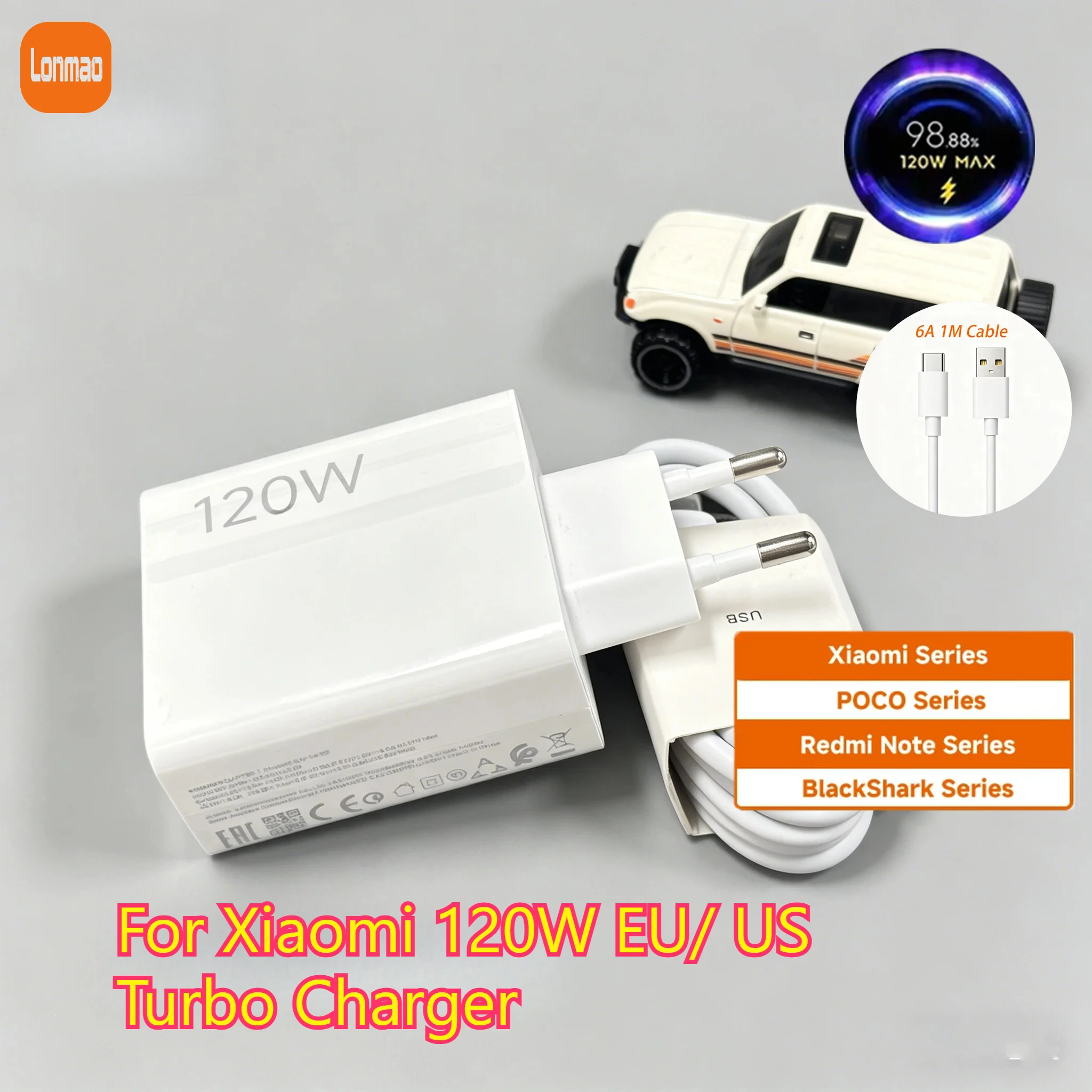 Adaptateur de chargeur Turbo 120W pour Xiaomi, Hyper Chargeurs 120W Mi 15 14 Poco X7 Pro X6 X5 F5 X4 Redmi Turbo 4 K70 Black Shark 5