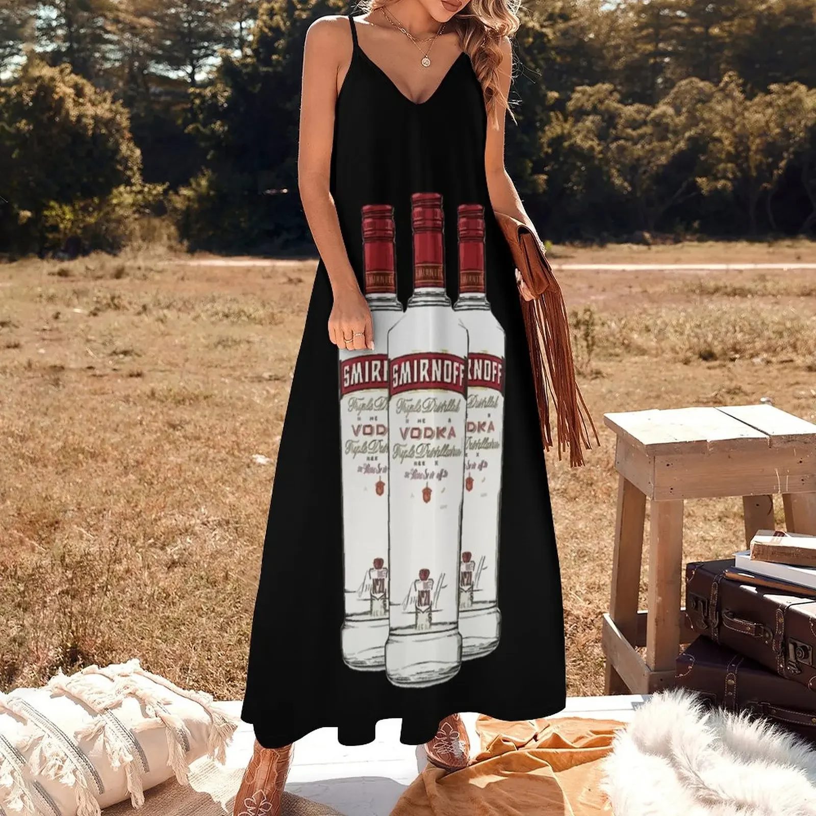 Smirnoff Vodka Alcohol Glass Bottle | Gift Sleeveless Dress Party dresses evening dress dresses summer woman 2025 Bride dresses