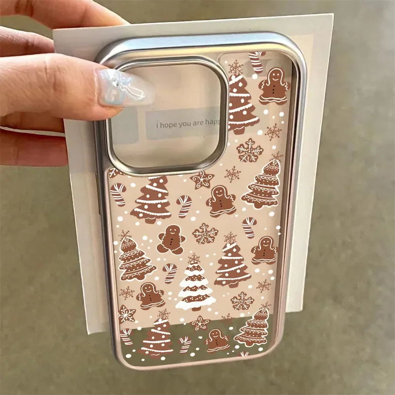 Árbol de Navidad hombre de jengibre dibujos animados creativo lindo teléfono caso para iPhone 17 Air 16 E 15 14 13 12 11 Pro XR Max 7 8 Plus cubierta