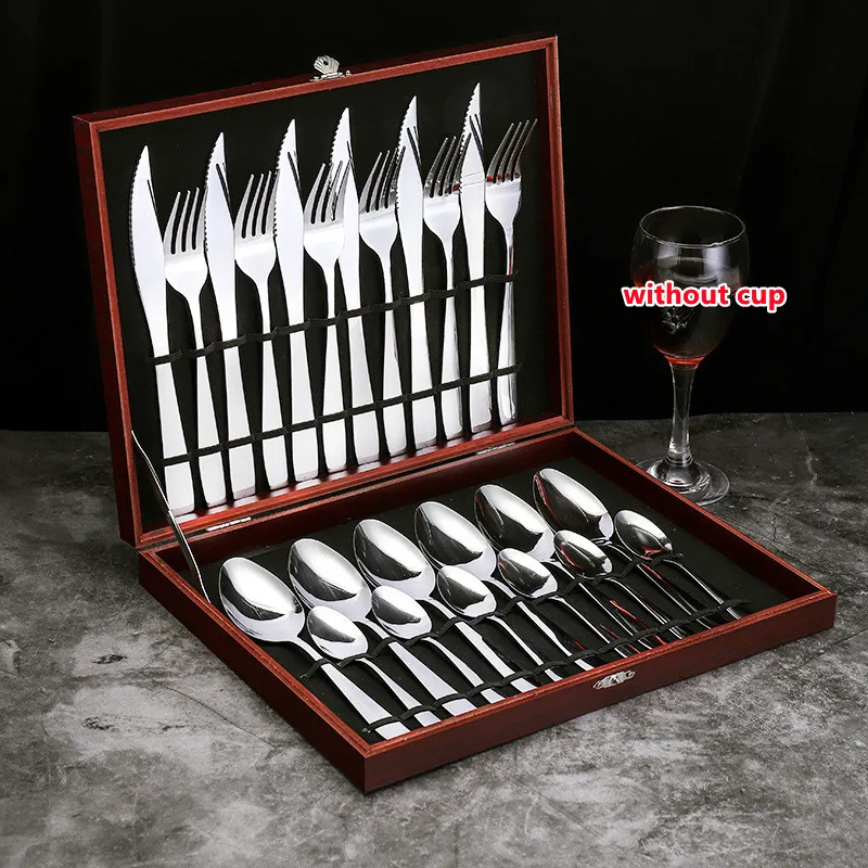 

24 Pcs Cutlery Sets Stainless Steel Cutlery Spoon Fork Knife Dishwasher Safe Kitchen Utensils Anti Rust