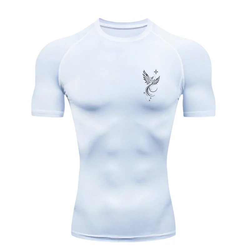 

Мужская спортивная футболка Phoenix Pattern 2026: компрессионная, с коротким рукавом, для тренировок, рашгард, спортивная футболка для мужчин