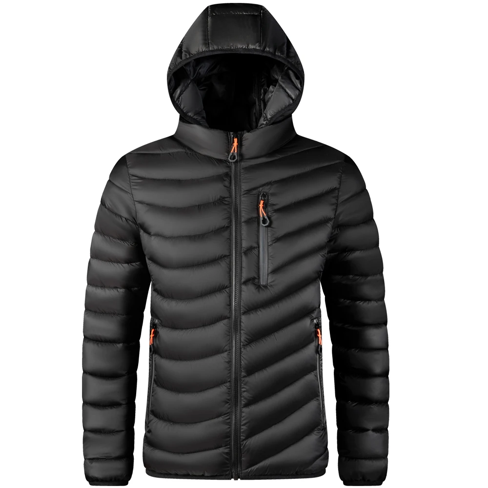 Warm Jacket Men Windbreaker New Autumn And Winter Hooded Parkas Men\'s Fashion Casual Lightweight Cotton Padded Jacket Coat Male