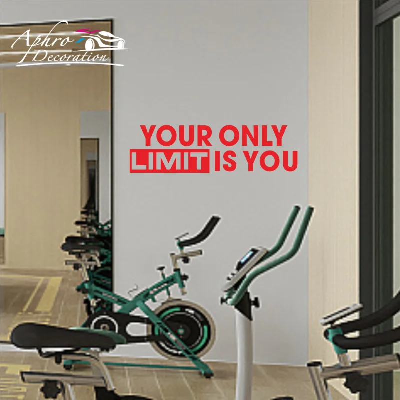 ملصق لصائق تصميم جدار صالة الألعاب الرياضية ، الحد الوحيد الخاص بك هو أنت ، ديكور المكتب ، تجريب ، اقتباس تحفيزي ، عرض أسعار صالة الألعاب الرياضية المنزلية ، اللياقة البدنية