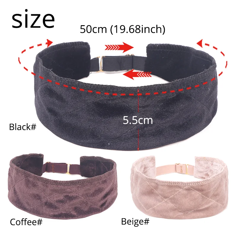 Wig Grip Band With Adjustable Elastic Band Soft Velvet Headband For Fixed Wigs Reinforced Wig Band Non Slip Wig Holder Band image 3
