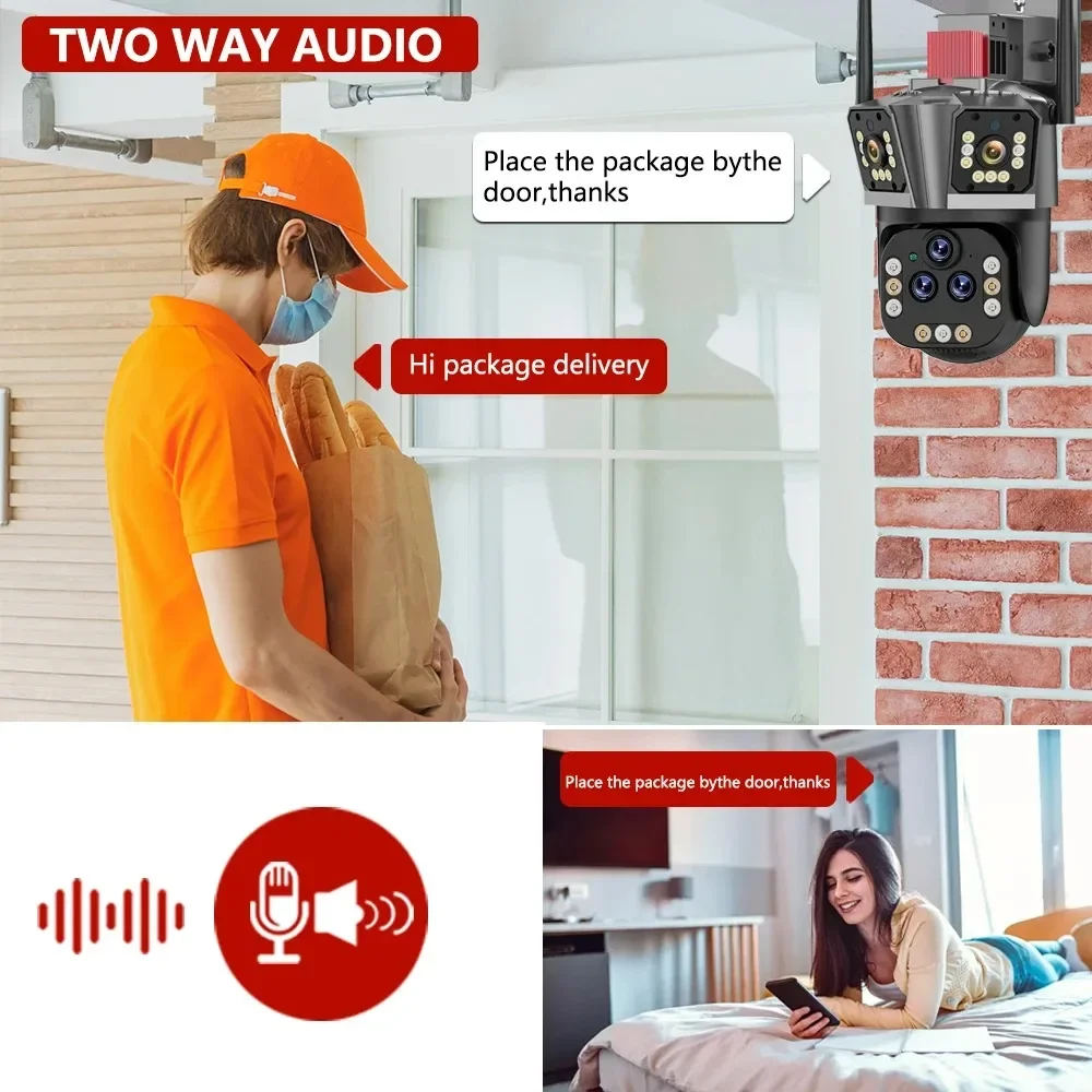 20X PTZ التكبير واي فاي كاميرا IP كاميرا مراقبة في الهواء الطلق تتبع السيارات خمسة عدسة ثلاثة شاشة PTZ 20MP 10K كاميرا فيديو 360 °   كام