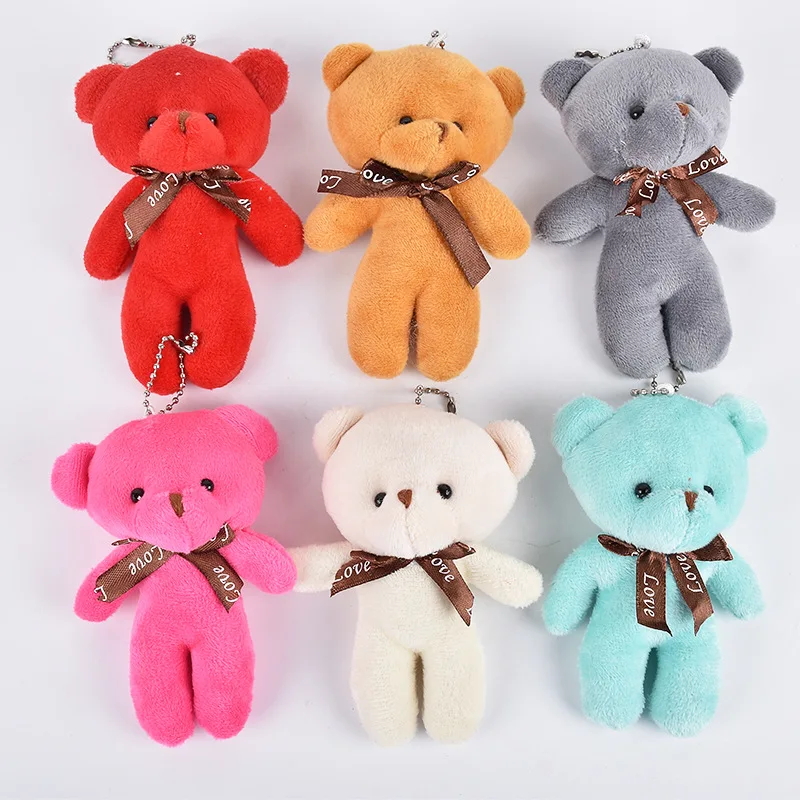 30 stks Nieuwe teddybeer Pluche Pop Sleutelhanger Kawaii Kleurrijke Beer Dier Knuffels Voor Meisje Tas Hanger Sleutelhanger Kinderen gift