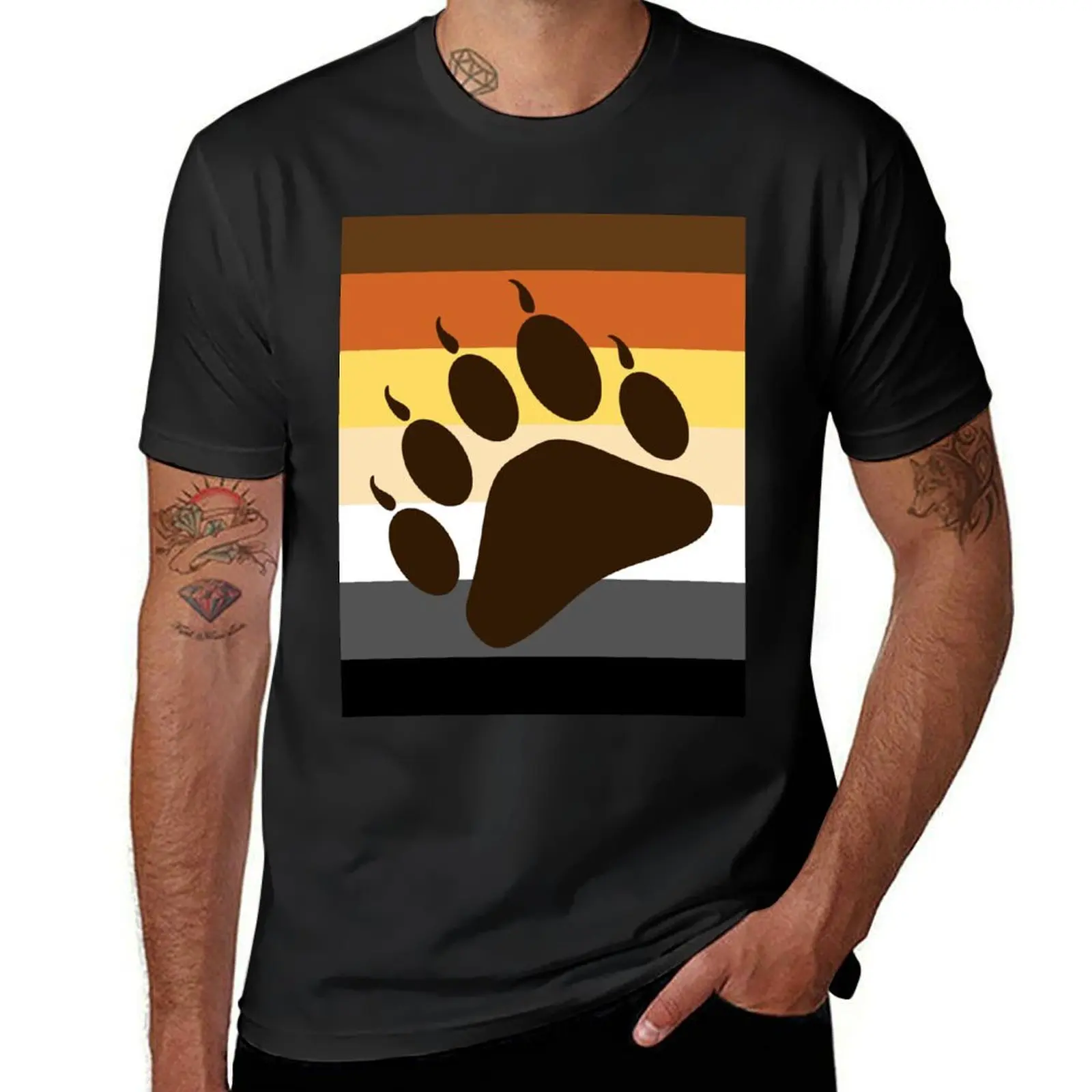 Bear Paw Flag T-Shirt quick-drying summer top plus size tops t shirts for men cotton