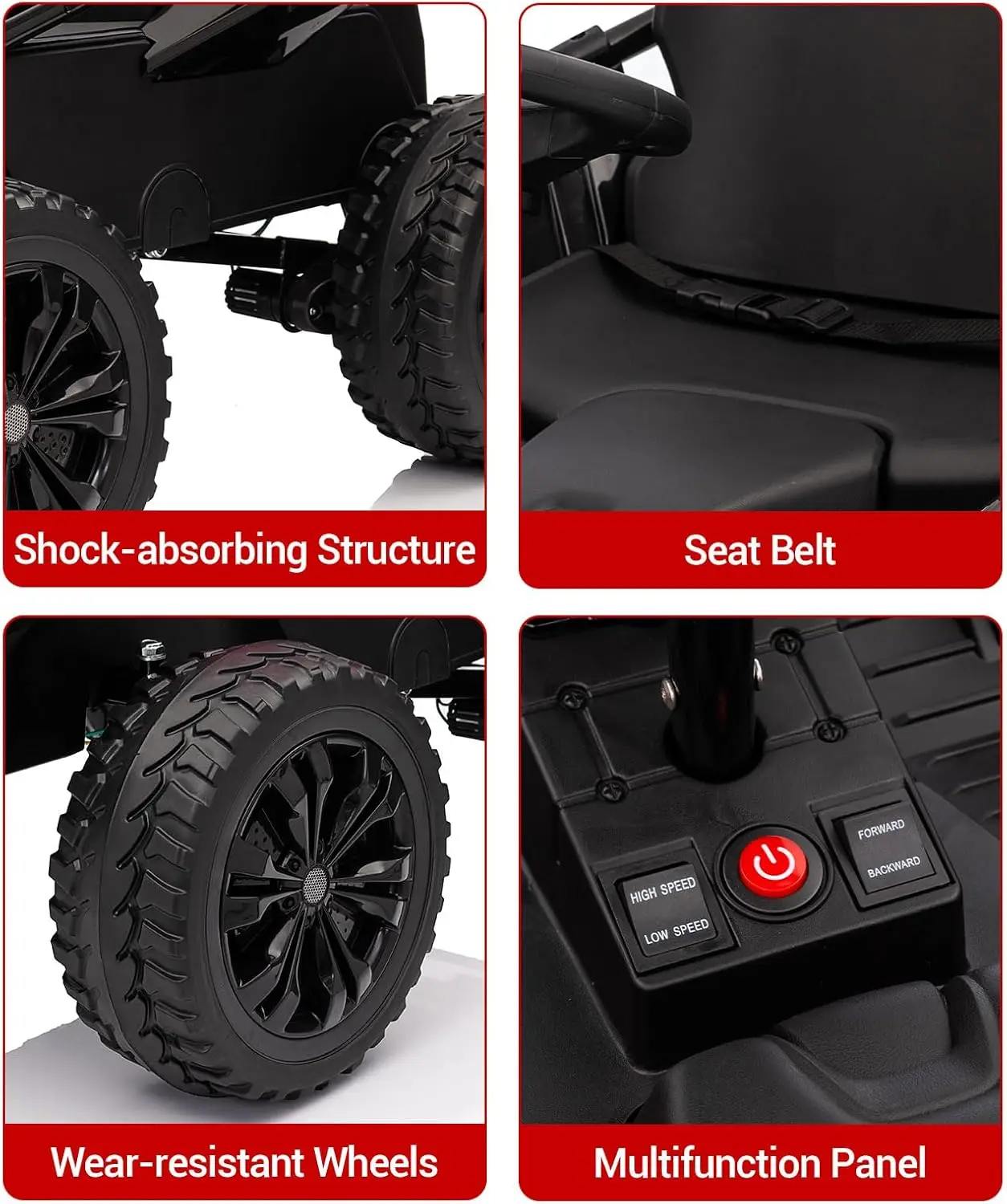 سيارة كهربائية للأطفال 24 فولت مع تحكم في الوالدين 200 وات 4 × 4 لعبة ركوب قابلة للتعديل 4 موسيقى ممتصة للصدمات، 4 عجلات ATV للأعمار من 3 سنوات فما فوق #6