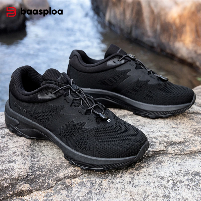 

Baasploa Men Hiking Shoes Mesh Breathable Outdoor Sneakers Male Lightweight Casual Shoes Non-Slip Wear Resistant Outdoor Tenis